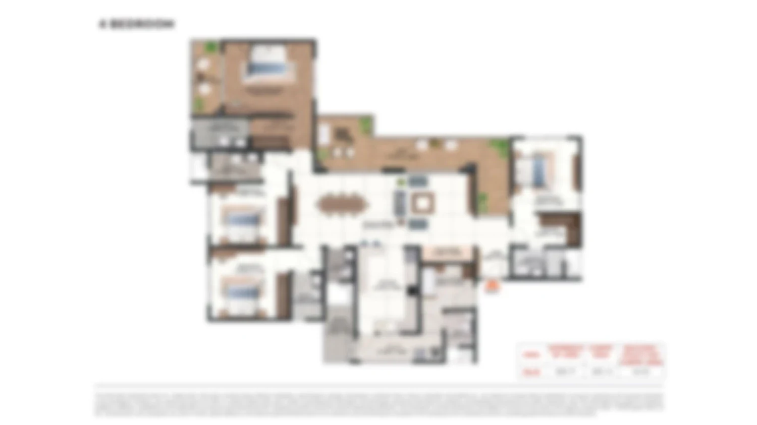 Representative 4 bedroom villa plan, about 4,185 sq.ft super built-up